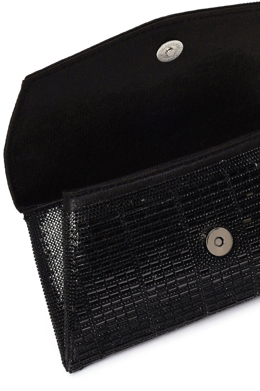 Women's Black Long Chain Strap Embellished Mini Evening Clutch Bag