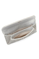 Women's Silver Long Chain Strap Embellished Mini Evening Clutch Bag | Derimod