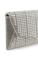 Women's Silver Long Chain Strap Embellished Mini Evening Clutch Bag | Derimod