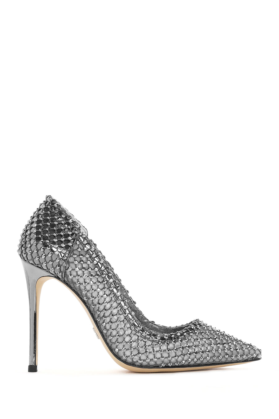 Women's Silver Stone High Thin Heel Leather Stiletto 26PFD1203TS | Derimod
