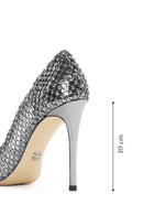 Women's Silver Stone High Thin Heel Leather Stiletto | Derimod