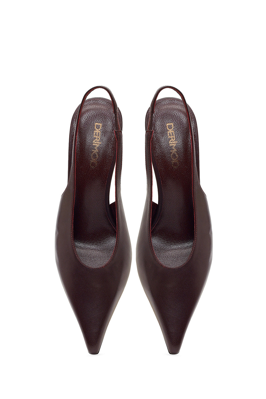 Women's Burgundy High-Heeled Open-Back Leather Shoes