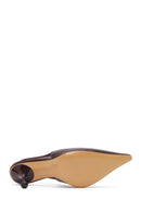 Women's Burgundy High-Heeled Open-Back Leather Shoes | Derimod