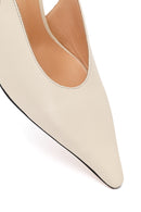 Women's Cream High-Heeled Open-Back Leather Shoes | Derimod