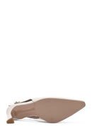 Women's Cream Buckled Ankle Slingback Heeled Leather Shoes | Derimod