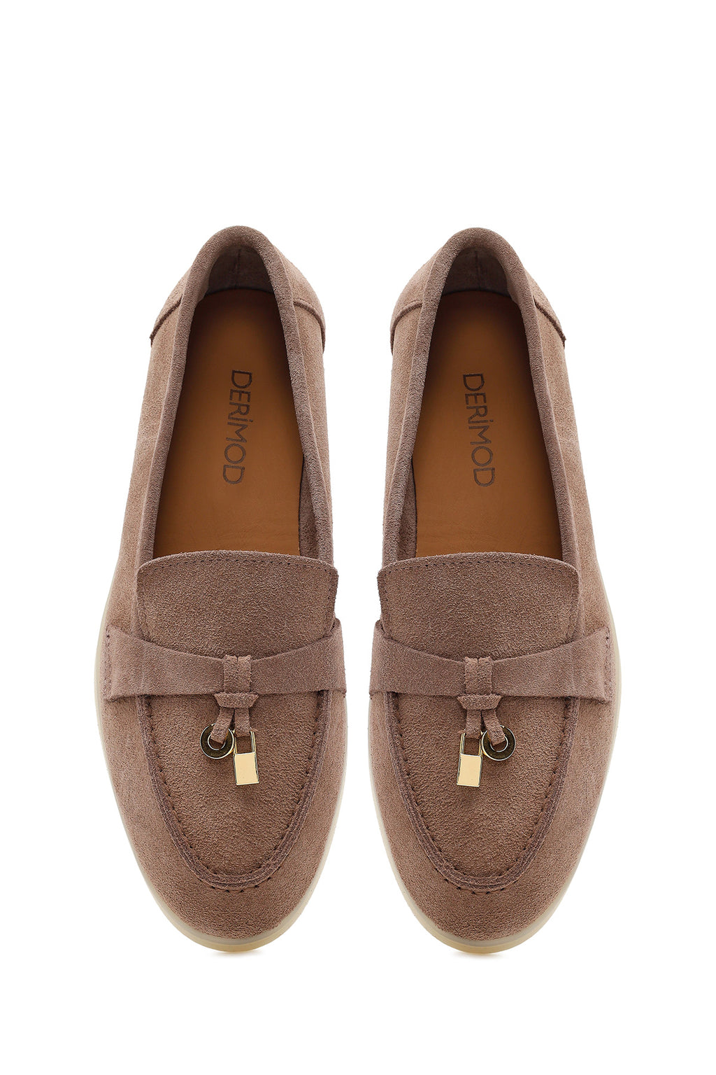 Kadın Vizon Süet Deri Maskülen Loafer