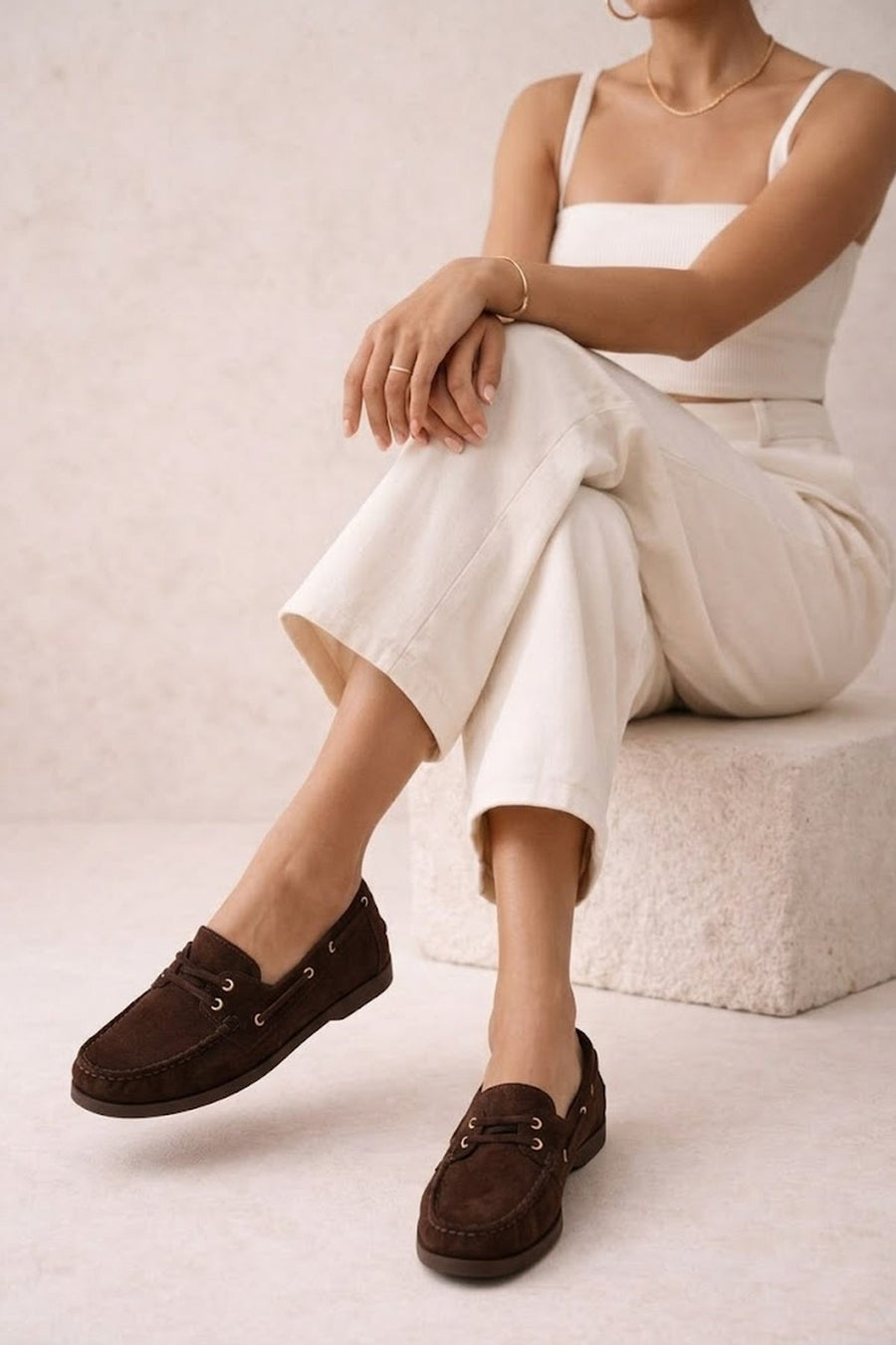 Woman Brown Lace-Up Suede Casual Shoes