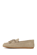 Woman Beige Suede Leather Loafer | Derimod