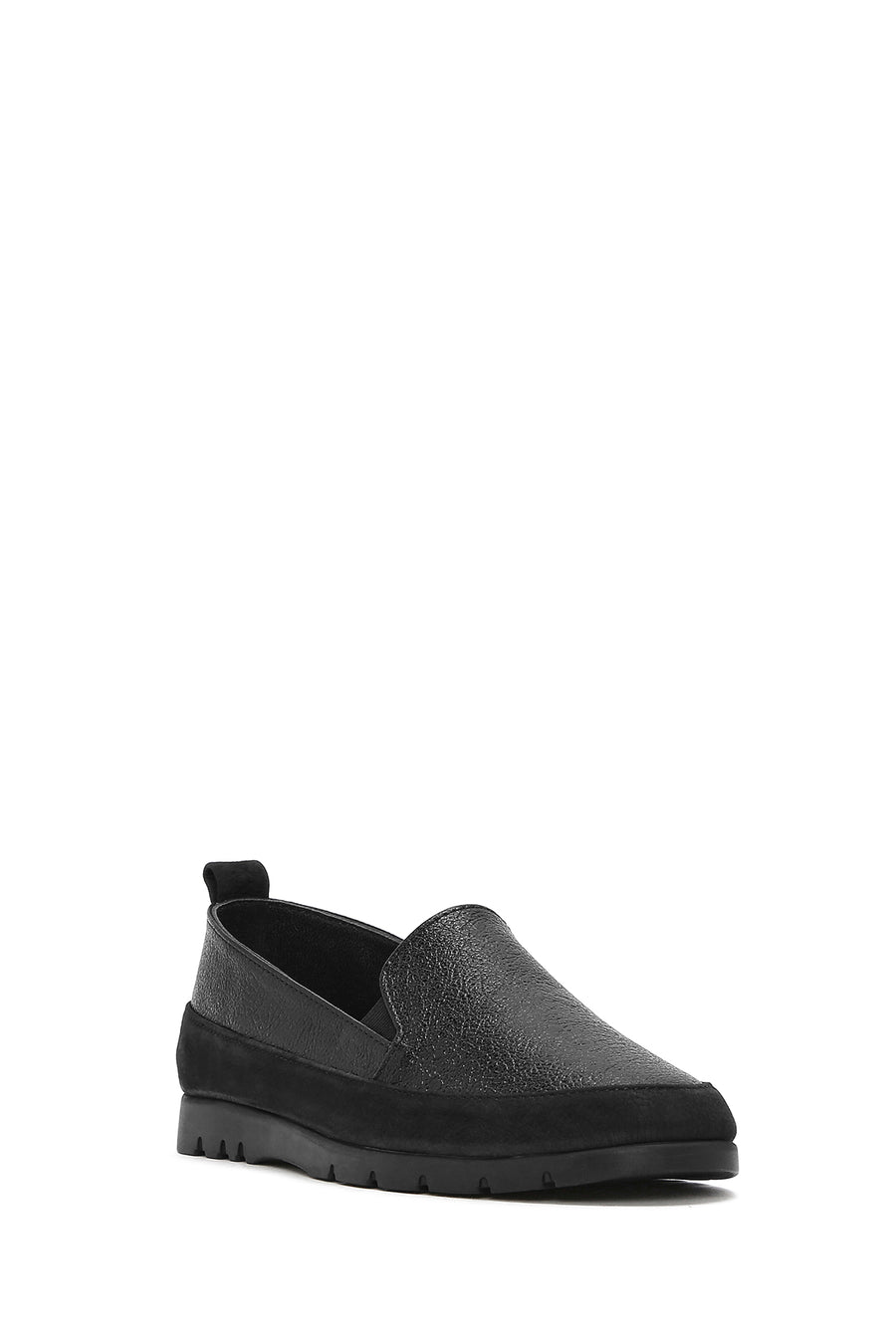 Kadın Siyah Simli Deri Konfor Loafer