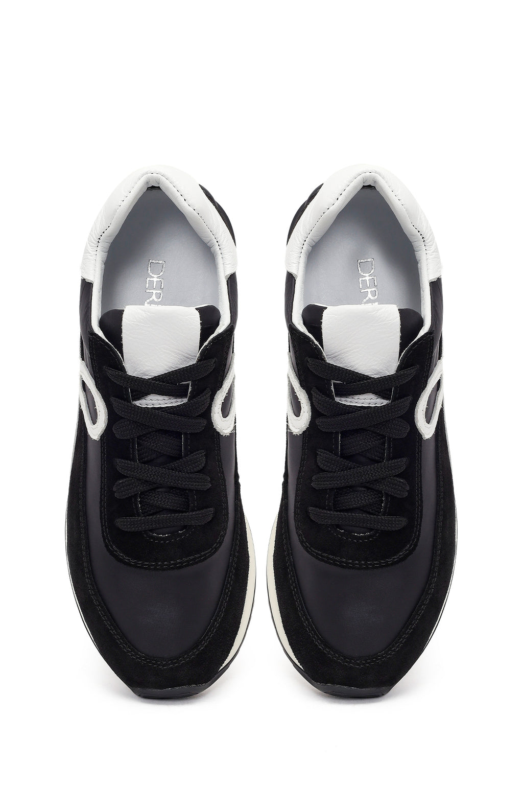Kadın Siyah Bağcıklı Deri Sneaker