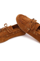 Women's Tan Tassel Suede Leather Loafer | Derimod