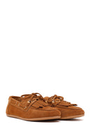 Women's Tan Tassel Suede Leather Loafer | Derimod