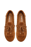 Women's Tan Tassel Suede Leather Loafer | Derimod