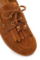 Women's Tan Tassel Suede Leather Loafer | Derimod