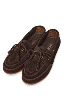 Women's Brown Tassel Suede Leather Loafer | Derimod