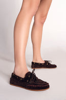 Women's Brown Tassel Suede Leather Loafer | Derimod