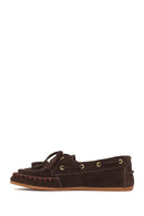 Women's Brown Tassel Suede Leather Loafer | Derimod