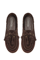 Women's Brown Tassel Suede Leather Loafer | Derimod