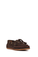 Women's Brown Tassel Suede Leather Loafer | Derimod