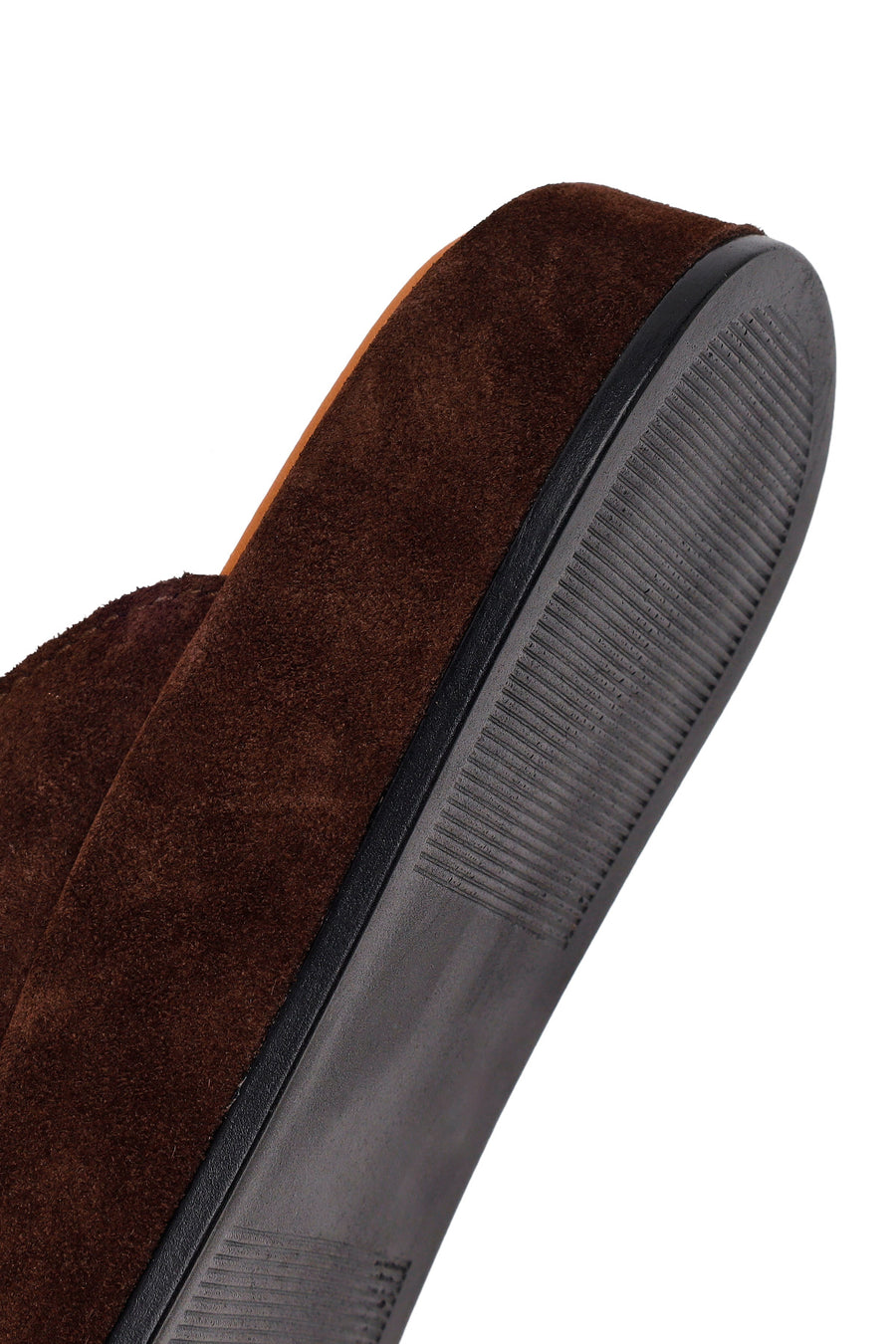 Woman Brown Double-Buckle Thick-Soled Suede Slipper