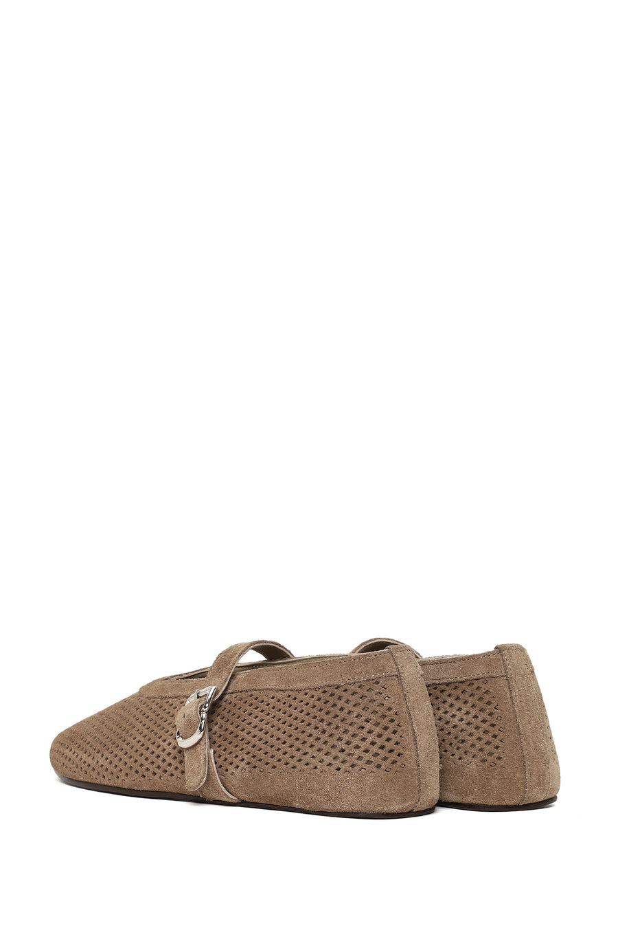 Woman Tan Mesh Suede Leather Ballerine Shoes