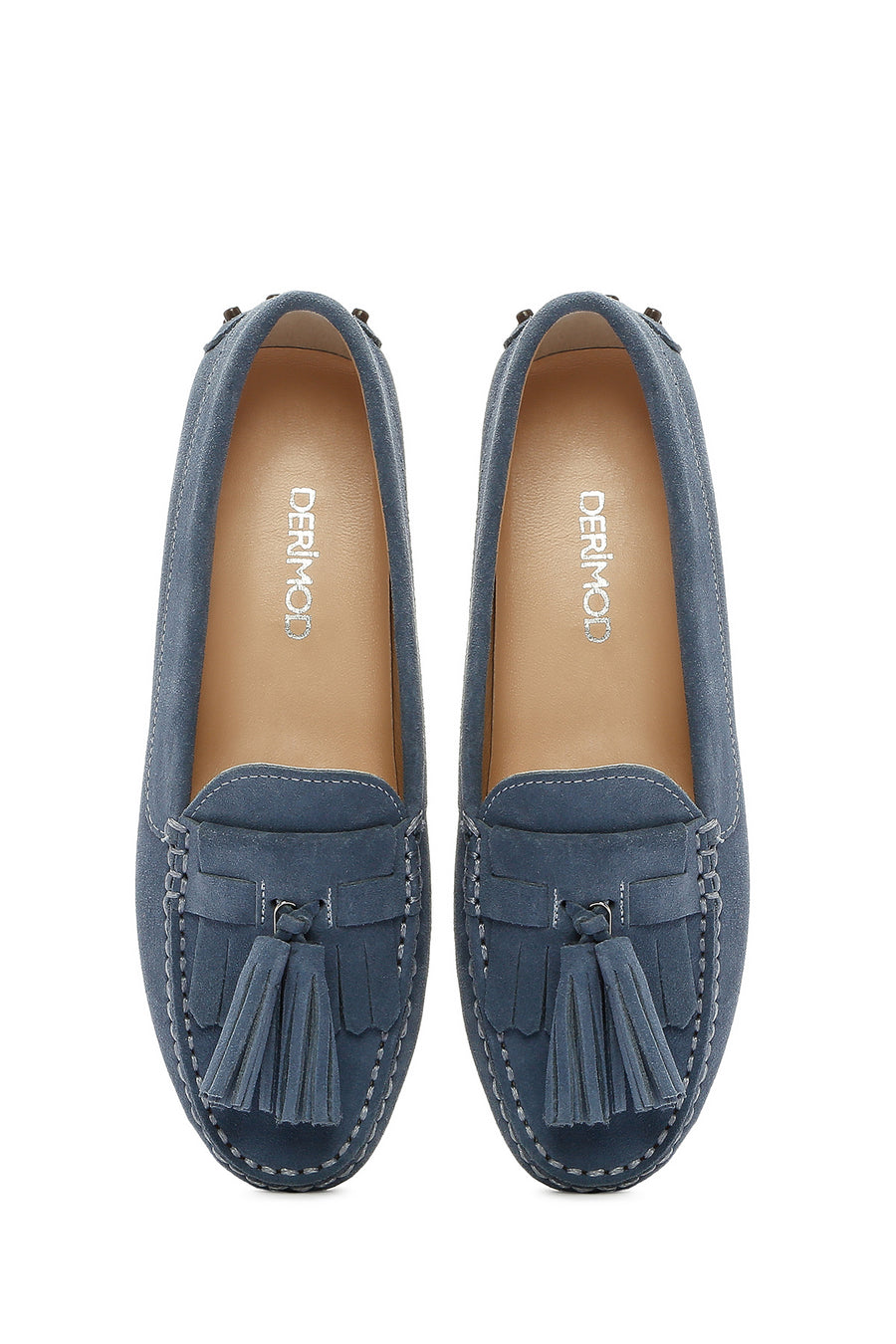 Women's Blue Tassel Suede Leather Loafer