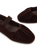 Women's Brown Suede Leather Ballet Flats | Derimod