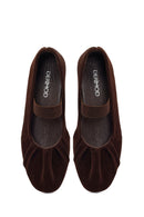 Women's Brown Suede Leather Ballet Flats | Derimod