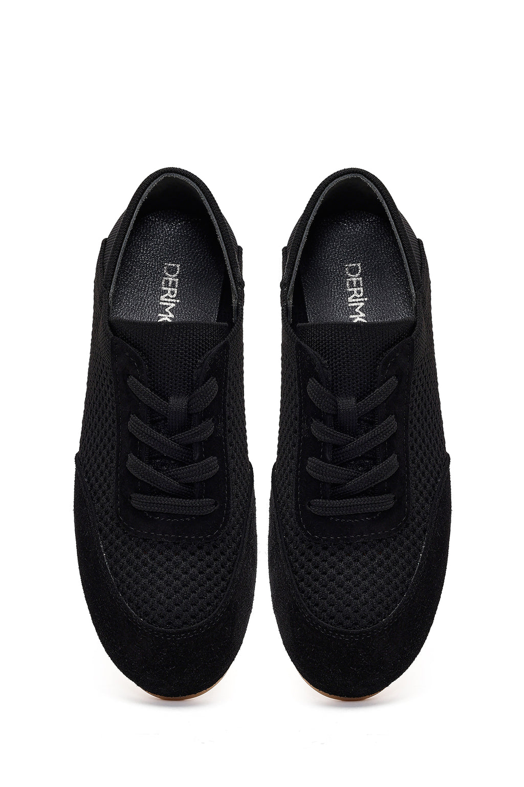 Kadın Siyah Bağcıklı Deri Sneaker