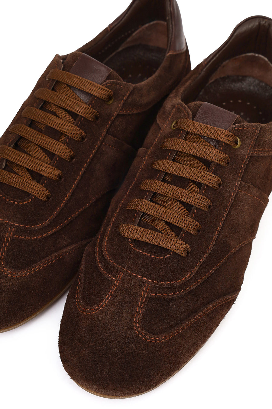 Kadın Taba Bağcıklı Süet Deri Sneaker