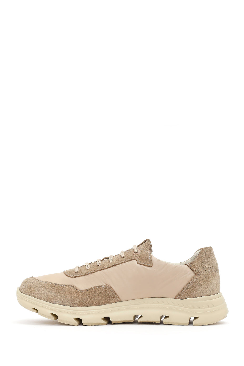 Kadın Bej Bağcıklı Deri Sneaker