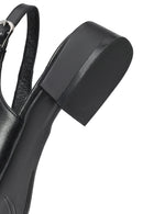Women's Black Open Back Short Chunky Heel Leather Shoes | Derimod