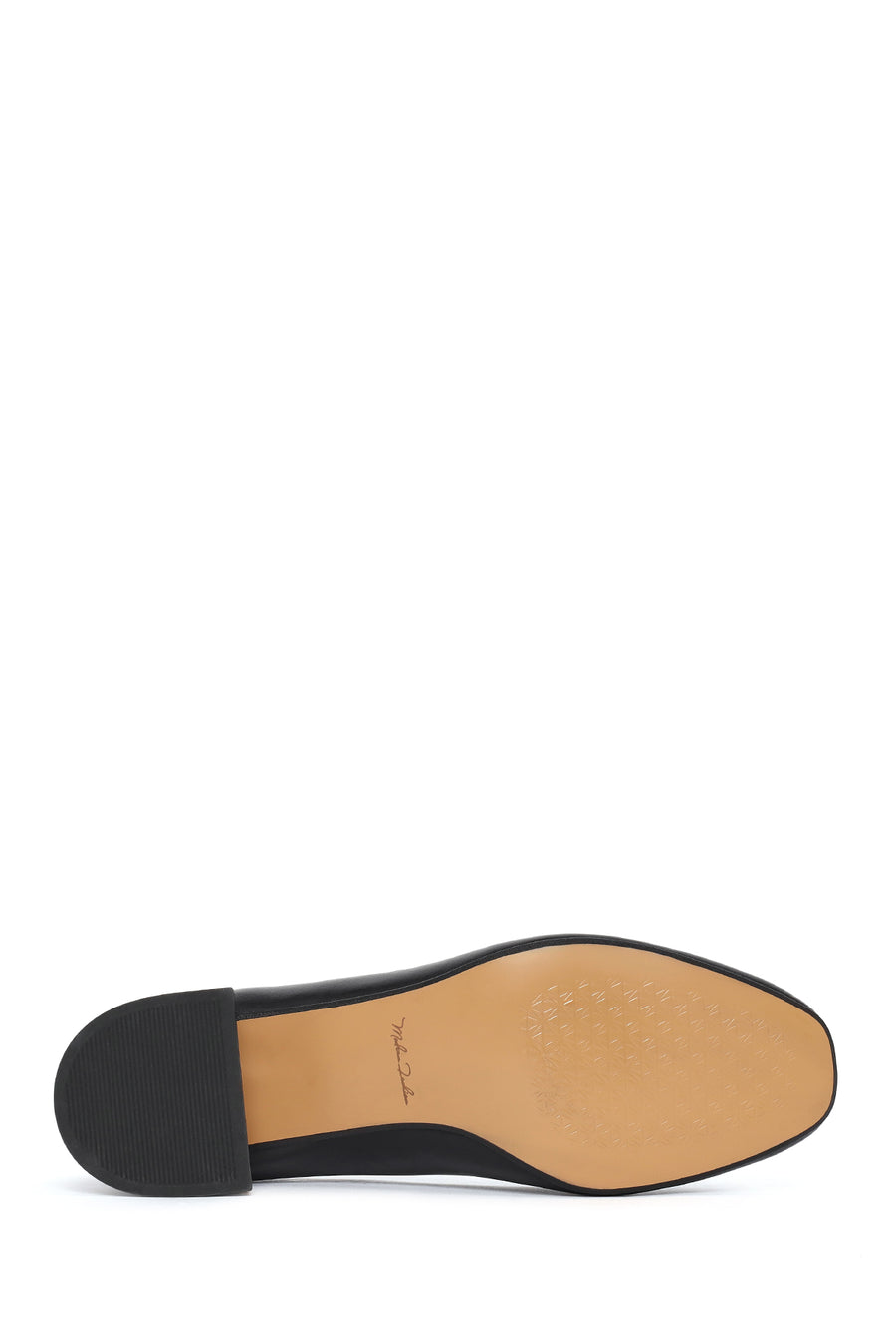 Women's Black Short Thick-Heeled Leather Shoes