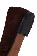 Woman Brown Strappy Suede Leather Ballet Flat | Derimod