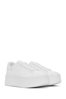 Women's White Lace-Up Thick Soled Sneaker | Derimod