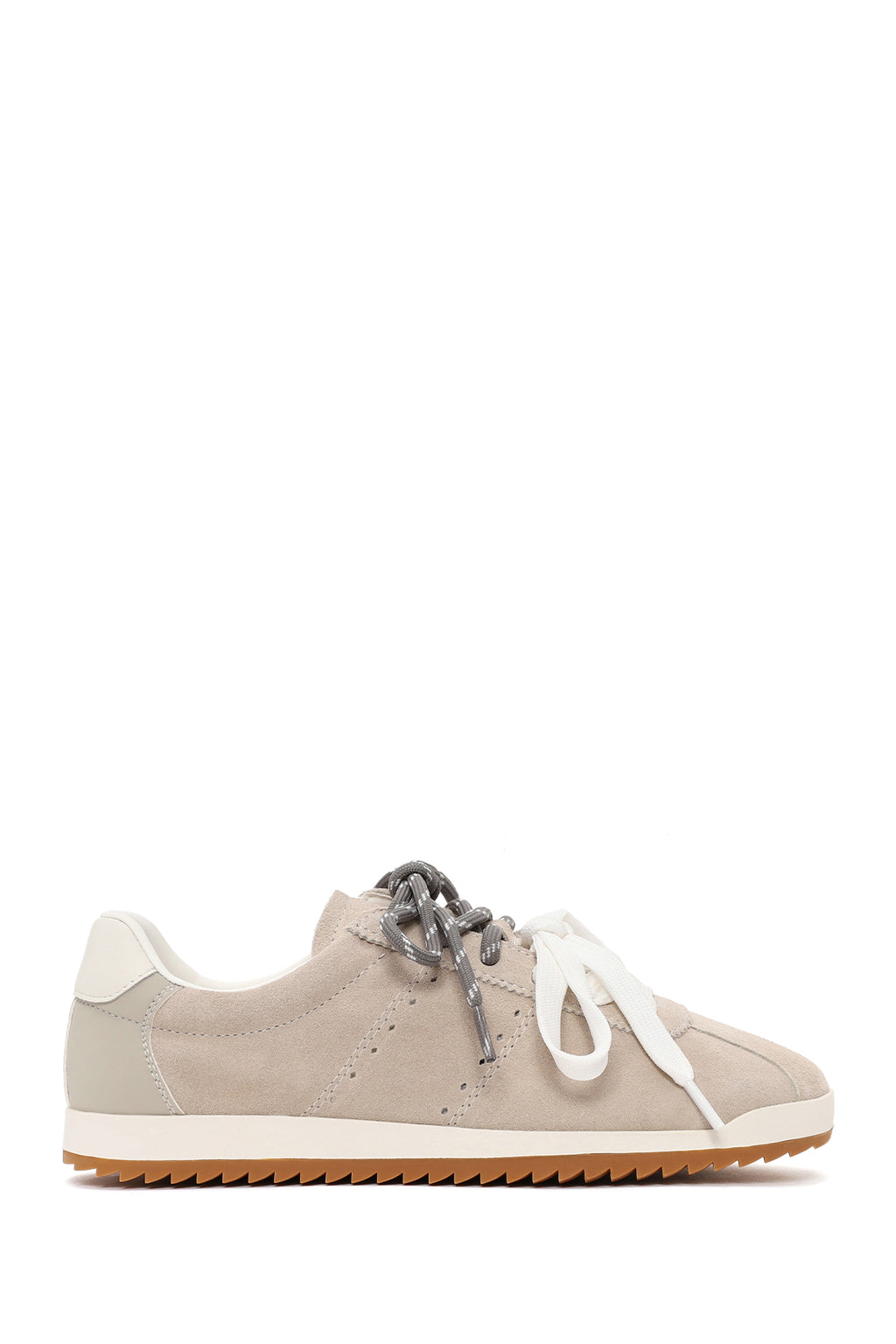 Kadın Açık Gri Bağcıklı Süet Deri Sneaker
