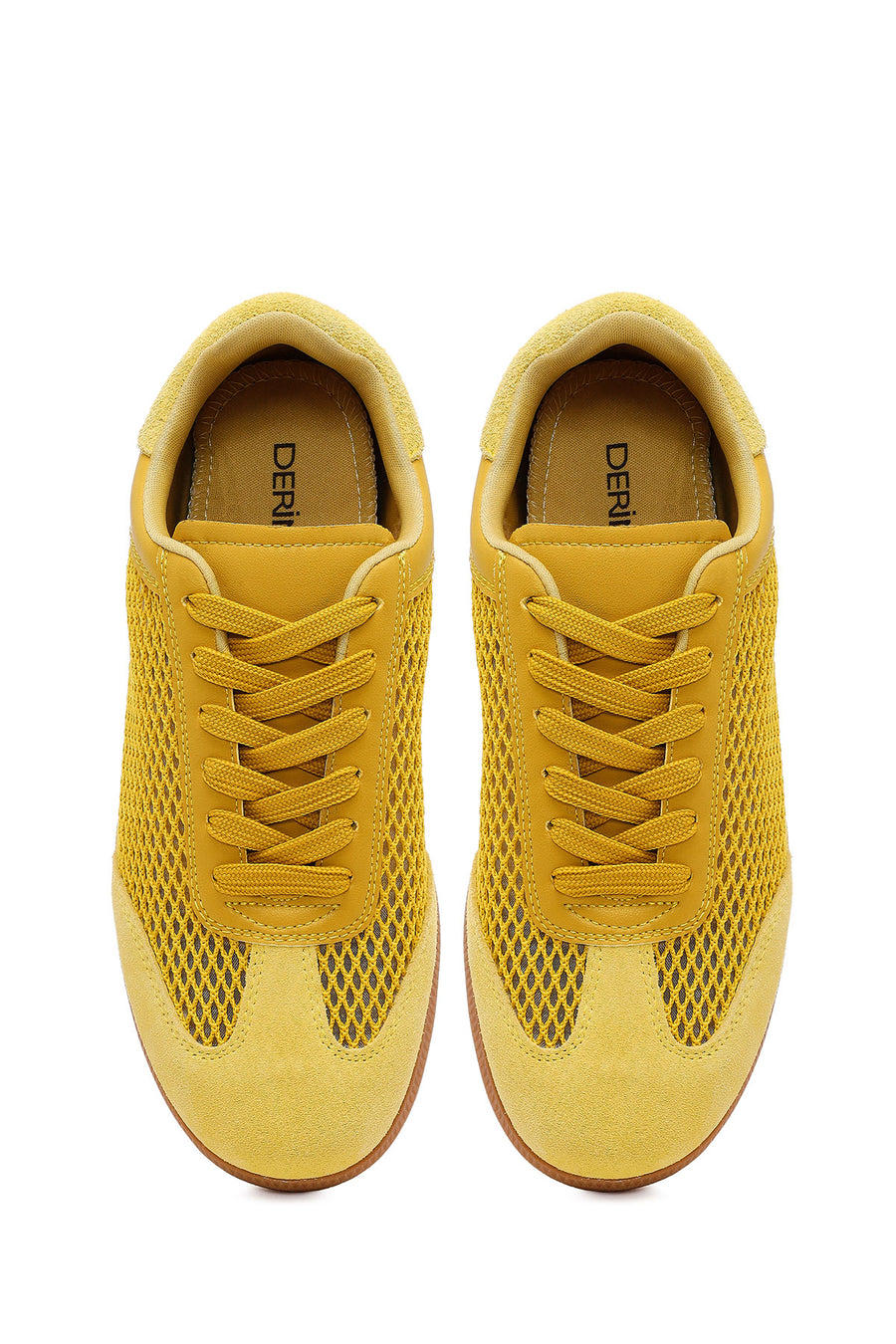 Kadın Sarı Bağcıklı Fileli Süet Deri Sneaker