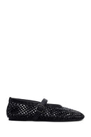 Women's Black Mesh Stoned Ballerinas | Derimod