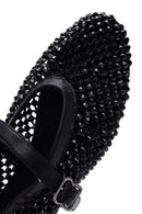Women's Black Mesh Stoned Ballerinas | Derimod