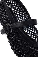 Women's Black Mesh Stoned Ballerinas | Derimod