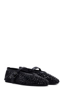 Women's Black Mesh Stoned Ballerinas | Derimod