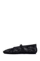 Women's Black Mesh Stoned Ballerinas | Derimod