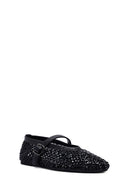 Women's Black Mesh Stoned Ballerinas | Derimod