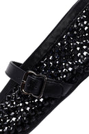 Women's Black Mesh Stoned Ballerinas | Derimod