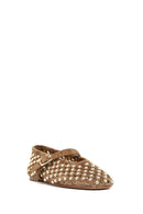 Women's Brown Studded Suede Leather Ballet Flats | Derimod