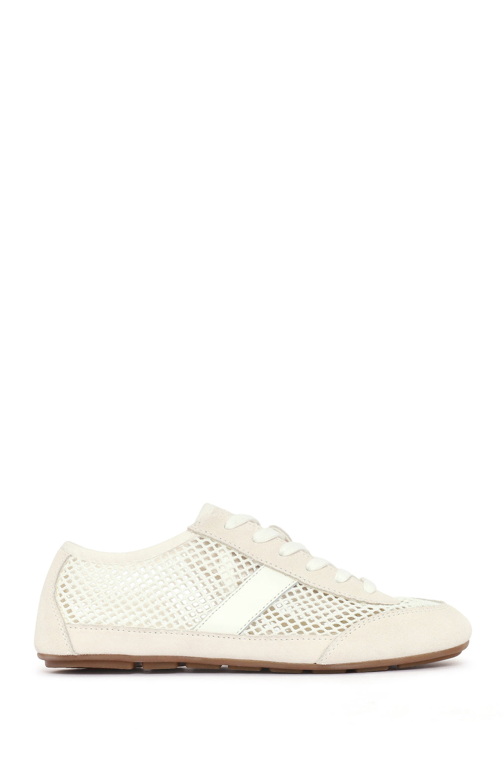 Kadın Beyaz Bağcıklı Fileli Deri Sneaker