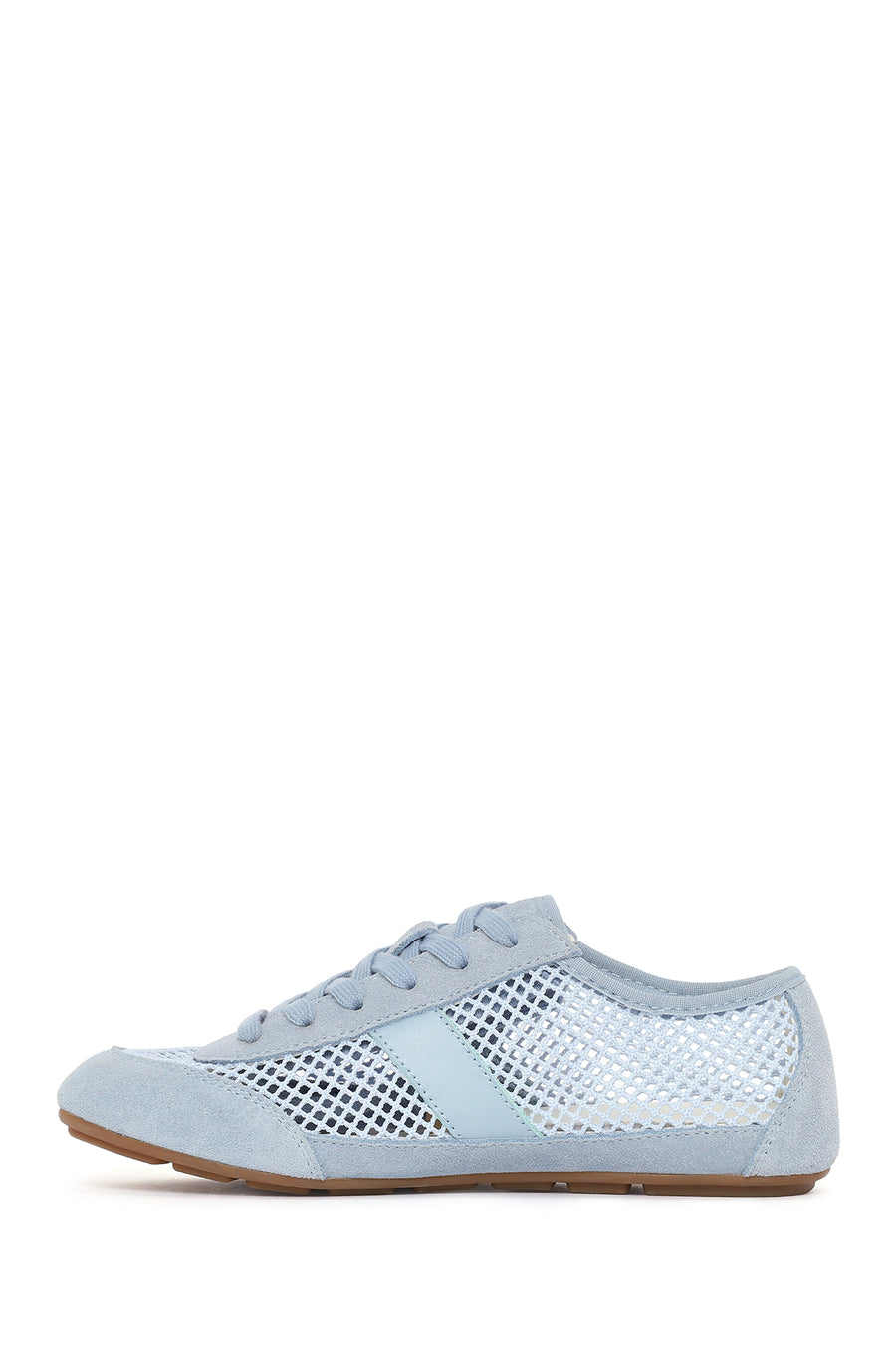 Kadın Mavi Bağcıklı Fileli Deri Sneaker