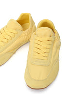 Kadın Sarı Bağcıklı Deri Sneaker | Derimod