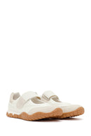 Woman White Strappy Sporty Ballerine Shoes | Derimod