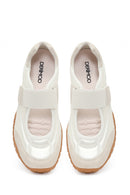 Woman White Strappy Sporty Ballerine Shoes | Derimod